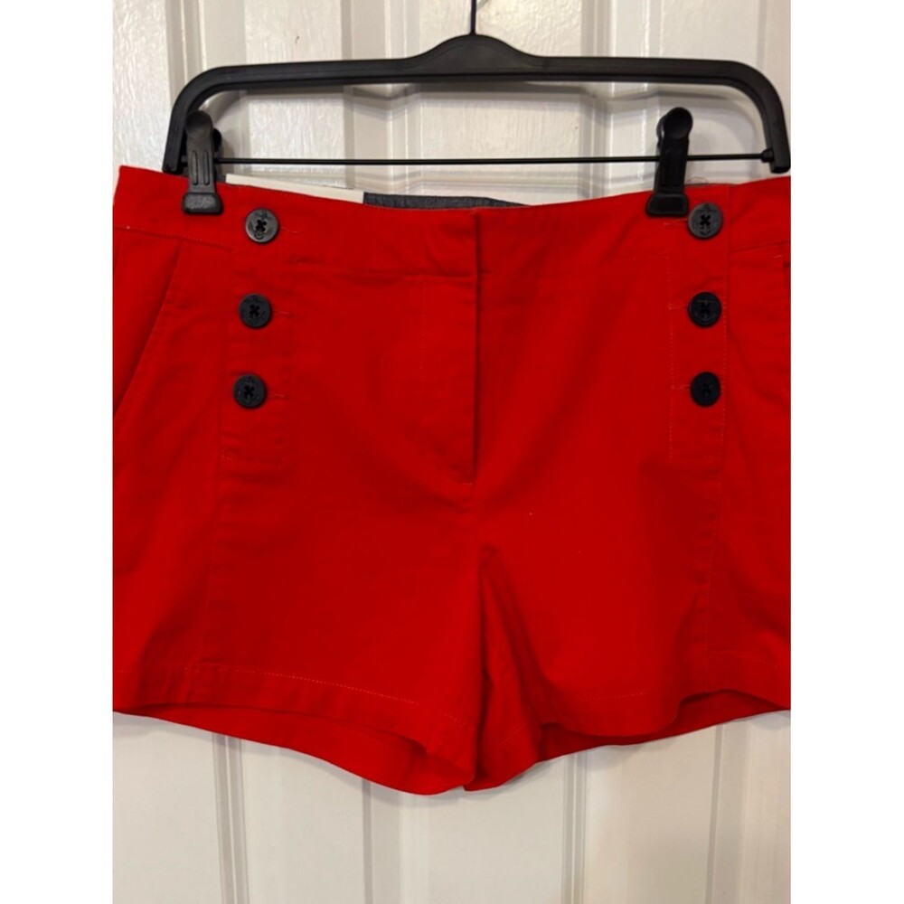 Nautica Red High‎ Waisted Shorts Navy Button Front Size 8 Nautical Summer